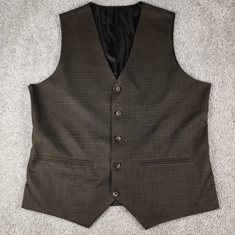Rare Donear 38R 30W Mens Brown Windowpane Check Scottish Fashion 3 Piece Suit - Picture 10 of 16